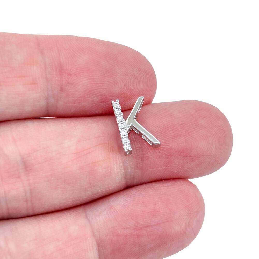 Vintage Sterling Silver 925 Cubic Zirconia Initial K Pendant